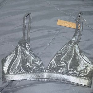 SKIMS- Limited Edition Metallic Silver Triangle Bralette